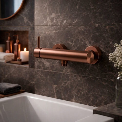 PVD oro rosa mezclador de ducha de acero inoxidable 316L para exterior-interior