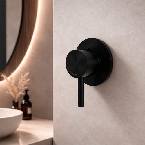 Mezclador empotrado de pared negro en acero inoxidable 316L