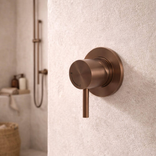Mezclador de bano de pared en acero inox 316L color oro rosa PVD