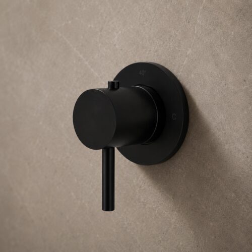 Mezclador termostático de pared negro en acero inoxidable 316L para ducha