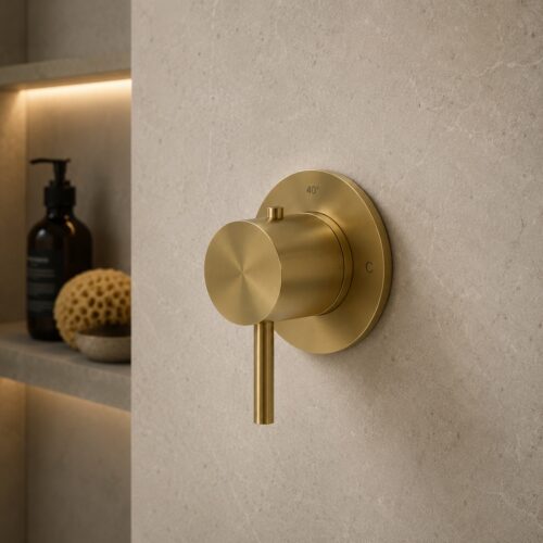 Grifo mezclador termostático de pared oro acero inoxidable 316L