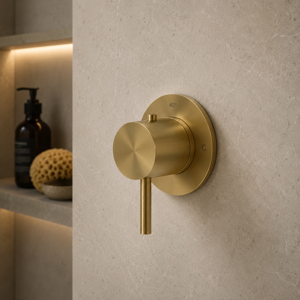 Grifo mezclador termostático de pared oro acero inoxidable 316L