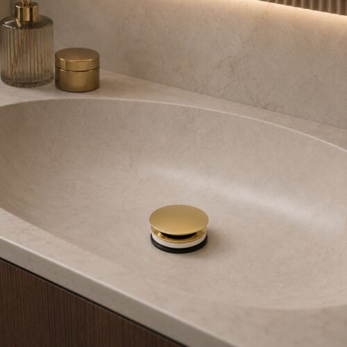Pileta de desagüe oro rosa PVD acero inoxidable 316L cepillado
