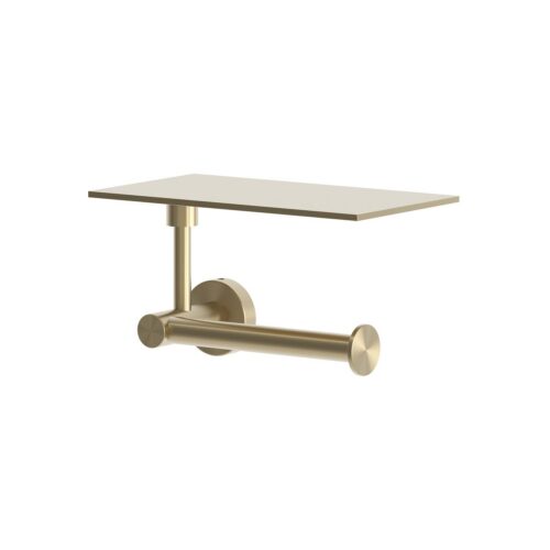 Portarrollos de pared dorado en acero inoxidable 316L con repisa superior