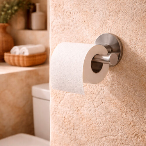 Porta rollo de papel higienico inox satinato en acero 316L diseno funcional