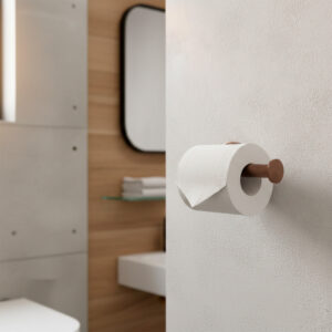 Porta rollo de papel higienico en acero inoxidable 316L con acabado oro rosa