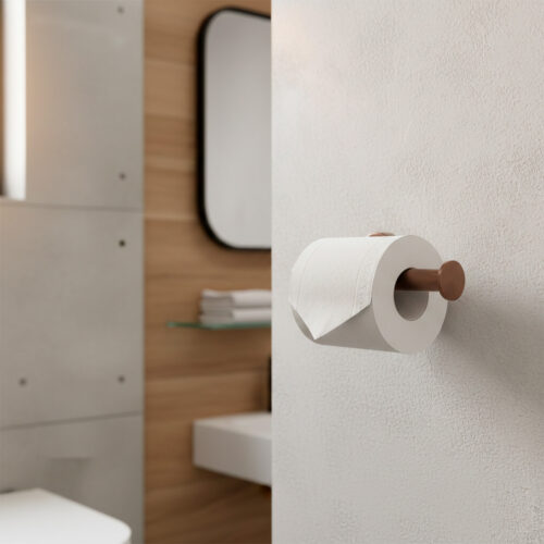 Porta rollo de papel higienico en acero inoxidable 316L con acabado oro rosa