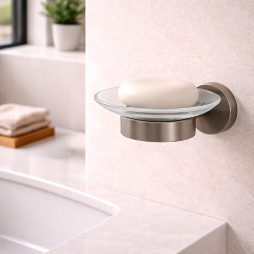Porta jabón de muro en acero inoxidable 316L color oro rosa resistente y duradero