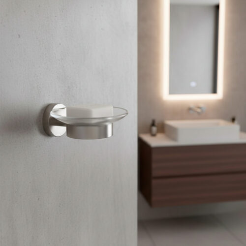 Soporte para jabón de pared en acero 316L inox satinato resistente y moderno