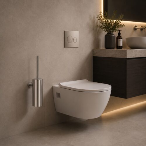 Porta escobilla de acero inoxidable 316L satinado para bano moderno y funcional