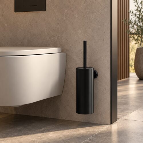 Portaescobillas para bano negro de acero inoxidable 316L