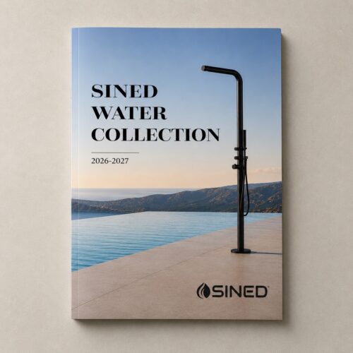 Revista colección 2026 de duchas exteriores y grifería papel multicolor