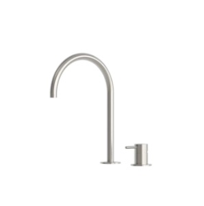 Grifo lavabo inox 2 orificios acero inoxidable 316L cano alto curvo