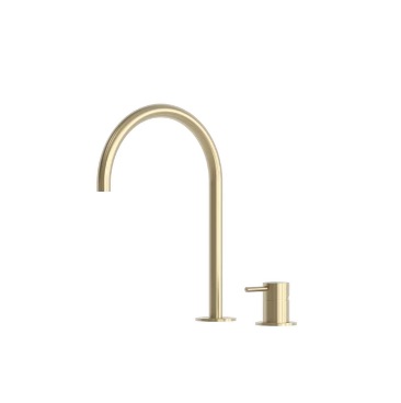Grifo mezclador de lavabo dorado 2 orificios acero inoxidable 316L