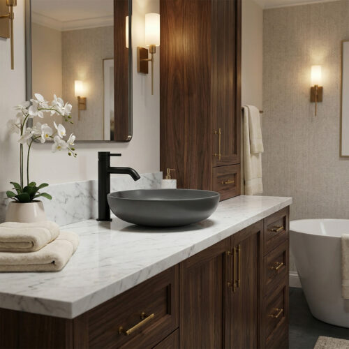 Grifo lavabo negro en acero inoxidable 316L 17 cm resistente y duradero