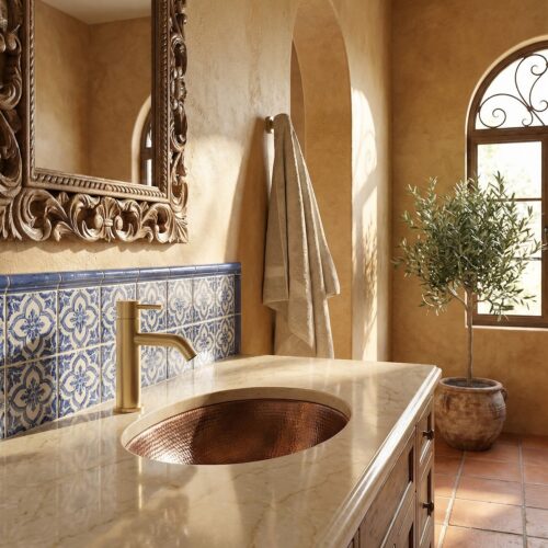 Grifo para lavabo acero inoxidable 316L 17 cm acabado oro