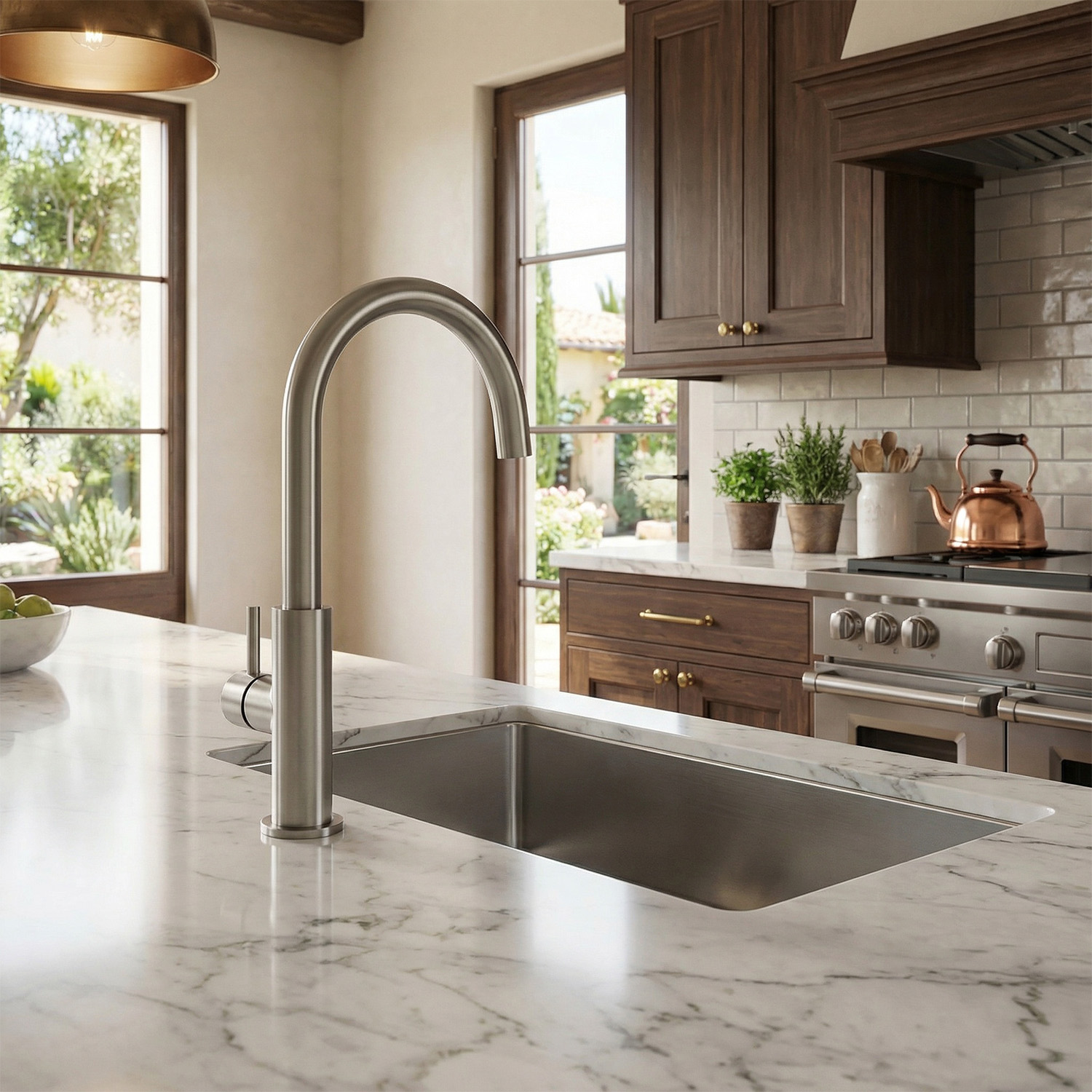 Grifo de cocina alto color canón en acero inoxidable 316L resistente y duradero - Imagen 3