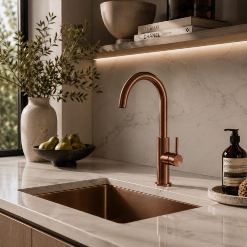 Grifo de cocina acero inoxidable 316L oro rosa alta resistencia y diseno moderno