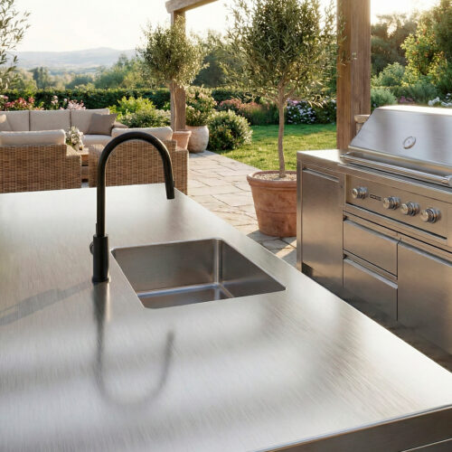 Grifo de cocina extraíble negro en acero inoxidable 316L anticorrosión