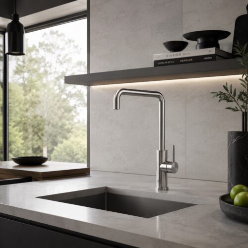 Grifo cocina cano alto color cana de fusil acero inoxidable 316L PVD