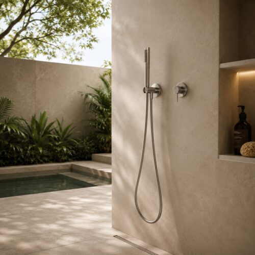 Kit de ducha mural inox acero inoxidable 316L anticorrosión exterior-interior