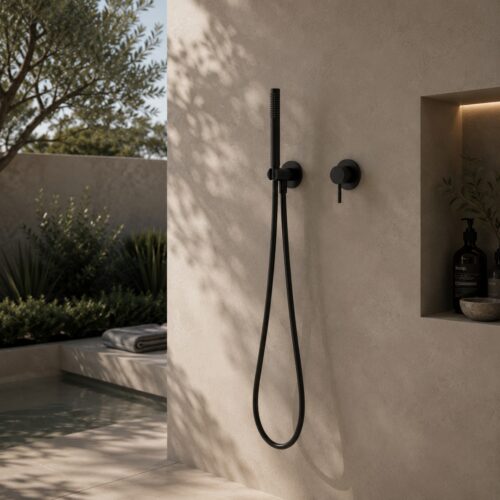 Kit doccino a muro nero in acciaio inox 316L per doccia indoor-outdoor