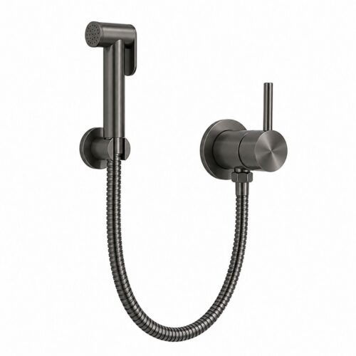 Set shattaf flexible gris canón en metal con tubo antiusura