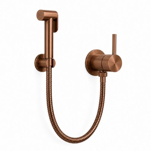 Set shattaf flexible oro rosa en latón y acero tubo antitorsión