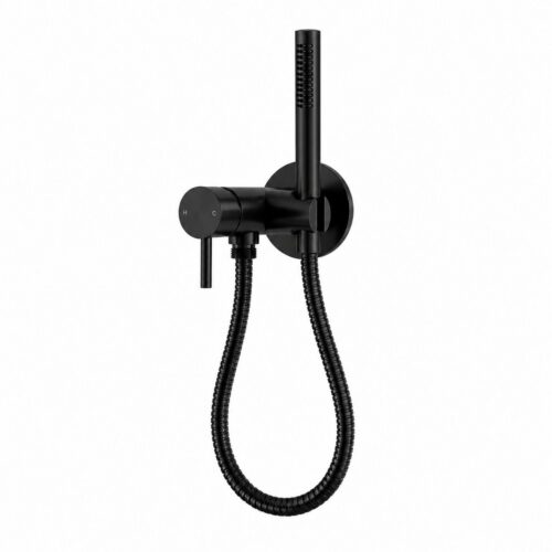 Kit mezclador con toma para ducha negro acero inoxidable 316L satinado