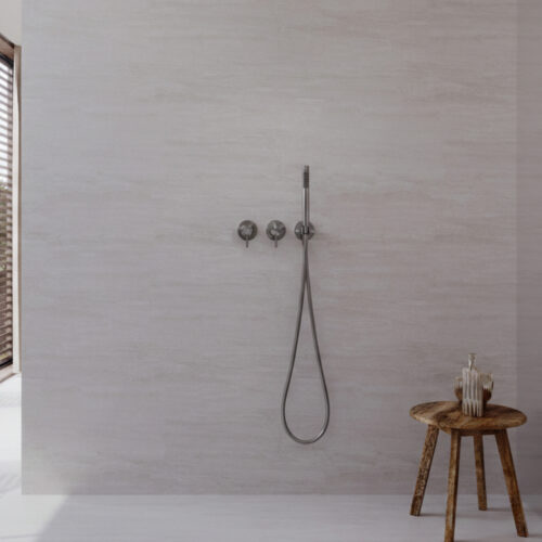 Kit de ducha pared en acero inoxidable 316L color inox con mezclador incluido