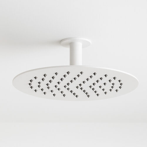 Soffione de ducha blanco en acero 316L diámetro 25 cm alta durabilidad y diseno