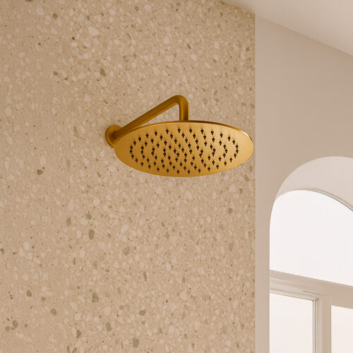 Rociador de ducha oro PVD acero inox 316L diámetro 30 cm