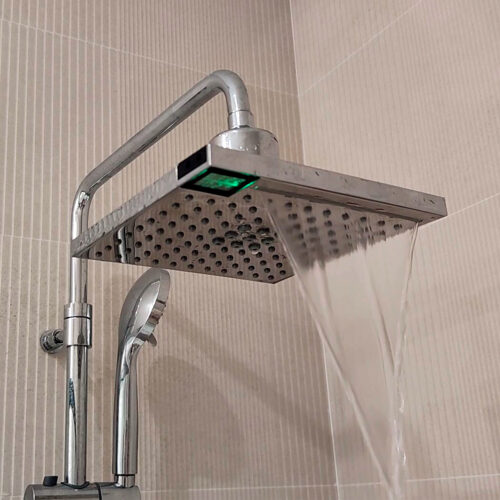 Ducha Mural Con Termómetro Lcd Sined Soffionedoccia Led 5