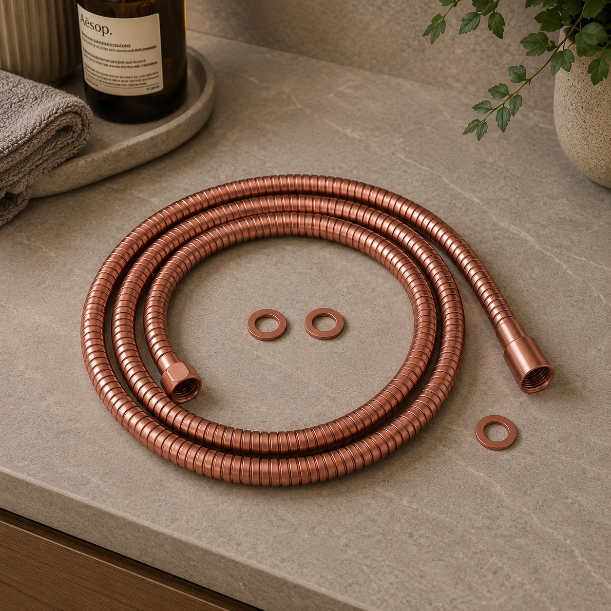 Tubo flexible para ducha oro rosa acero inoxidable 316L